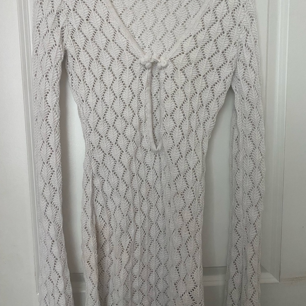 White Knit Long Sleeve Dress